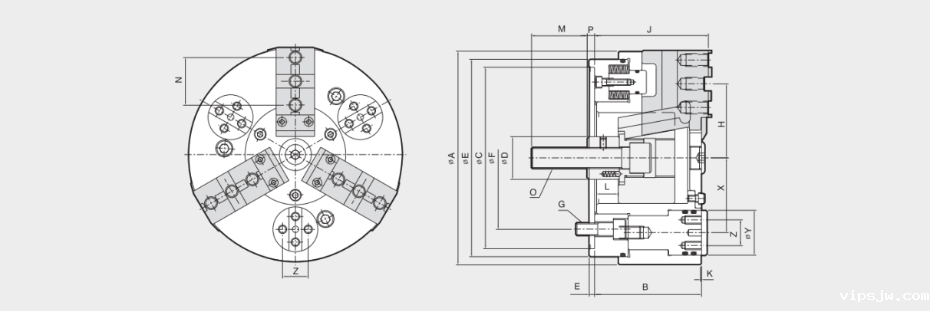 内径下拉动力卡盘