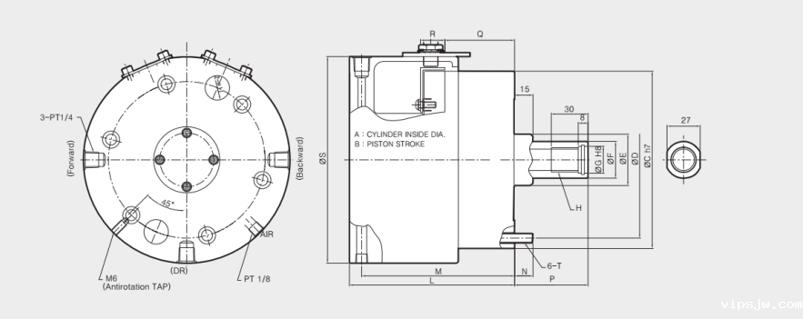 超薄型中实液压缸