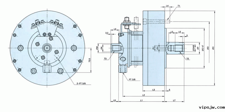 瑞岩中实回转油缸图纸