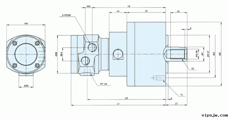 瑞岩中实回转油缸图纸