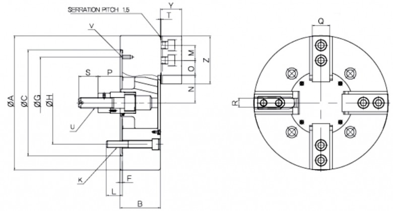 瑞岩中实长行程三爪卡盘图纸